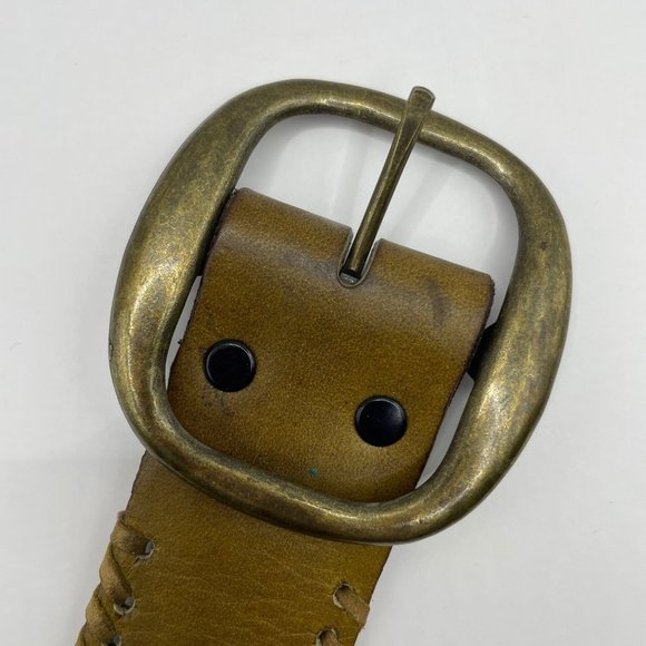 Leather Blue Flower Laced Hand Made Latigo Made in Haiti Removable Buckle - Picture 4 of 8